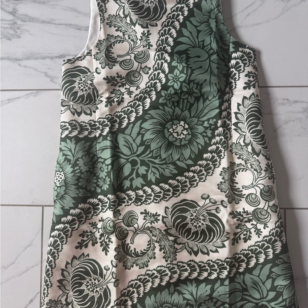 Tuckernuck Sleeveless Floral Mini Dress in Sage and Cream